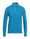 Rossopuro Man Polo Shirt Azure Size 3 Cotton In Blue