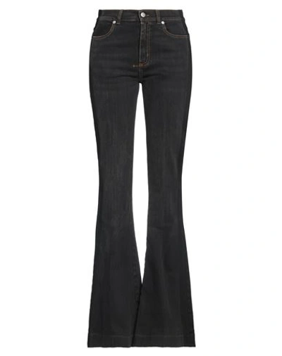 Alexander Mcqueen Woman Jeans Black Size 27 Cotton, Elastane, Calfskin In Black