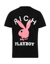 John Richmond X Playboy Man T-shirt Black Size Xl Cotton