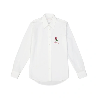 Alexander Mcqueen Flower Detail Cotton Shirt In White