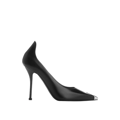 Alexander Mcqueen Black Leather Pumps In Nero