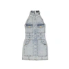 Balmain Panelled Denim Minidress In Blue