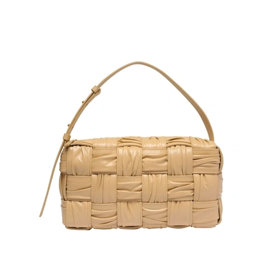 Bottega Veneta Brick Cassette Shoulder Bag In Beige