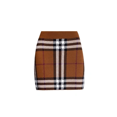 Burberry Exaggerated Check Jacquard Mini Skirt In Brown