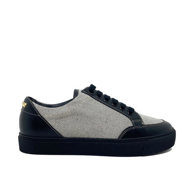 Burberry Logo Canvas Trainers In Black