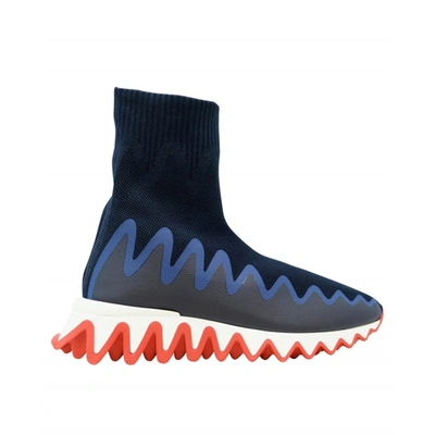 Christian Louboutin Sharky Pull-on Sock Sneakers In Blue