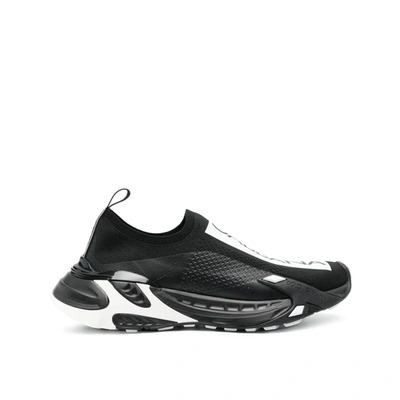 Dolce & Gabbana Fast Black Stretch Jersey Trainers With Logo In Black  
