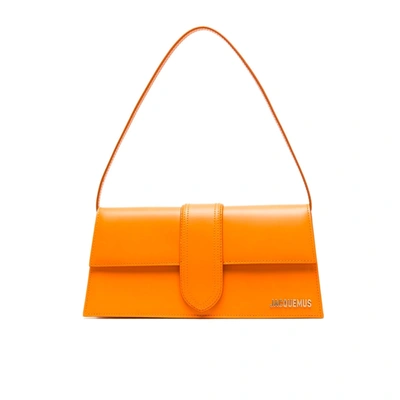 Jacquemus Le Bambino Long Leather Shoulder Bag In Orange