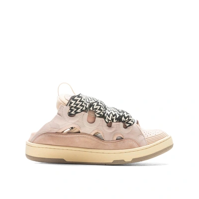 Lanvin Curb Leather Sneakers In Pink