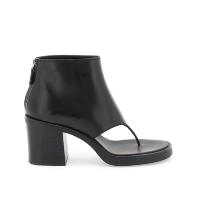 Miu Miu Block Heel Leather Flip Flop Boots In Black
