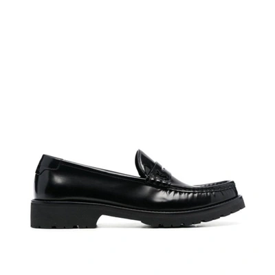 Saint Laurent Patent Leather Penny Loafers In Black