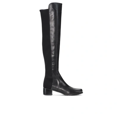 Stuart Weitzman Reserve Cuissardes Leather Boots In Black
