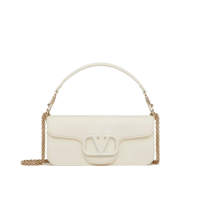 Valentino Garavani Women's Locò Calfskin Shoulder Bag In White