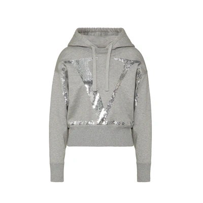 Valentino V Logo Print Sweatshirt In Grey
