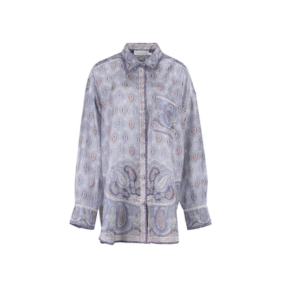 Zimmermann Vitali Paisley Relaxed Blouse In Blue