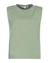 Fabiana Filippi Woman T-shirt Sage Green Size 8 Cotton, Ecobrass In Sage Green