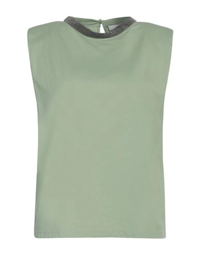 Fabiana Filippi Woman T-shirt Sage Green Size 8 Cotton, Ecobrass
