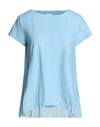 European Culture Woman T-shirt Sky Blue Size Xxl Cotton, Ramie