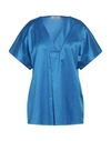 Jijil Woman Top Azure Size 6 Cotton, Silk, Elastane In Blue