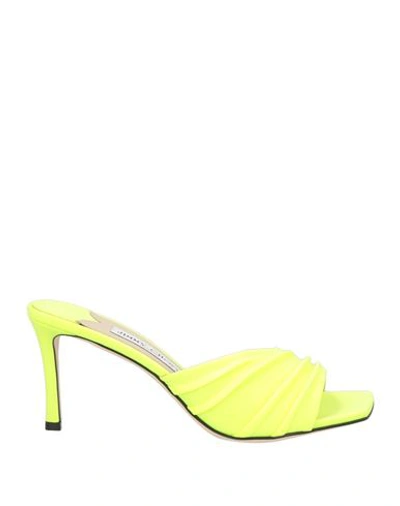 Jimmy Choo Woman Sandals Acid Green Size 8 Textile Fibers