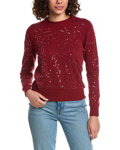 Minnie Rose Paillette Cashmere-blend Sweater In Red