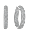 Genevive Sterling Silver White Or 14k Yellow Gold Plated With Cubic Zirconia 10-row French Pave Inside Out La