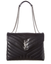 Saint Laurent Loulou Medium Matelasse Y Leather Chain Shoulder Bag In Black