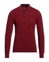 Fedeli Man Sweater Burgundy Size 46 Cashmere In Red