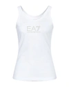 Ea7 Woman Tank Top White Size Xxl Cotton, Elastane