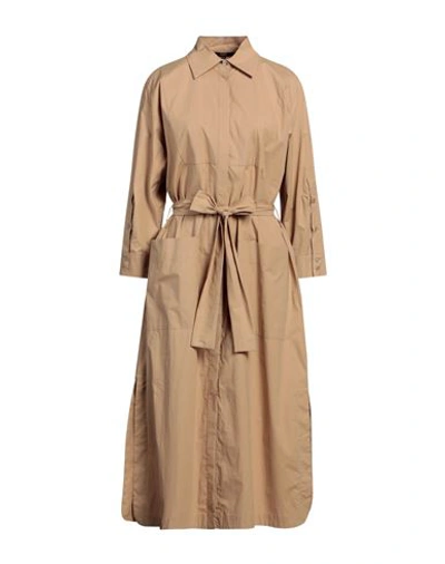 Seventy Sergio Tegon Woman Midi Dress Camel Size 8 Cotton, Elastane In Beige