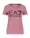 Ea7 Woman T-shirt Pastel Pink Size L Cotton