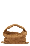 Bottega Veneta Hop Large Suede Hobo Bag In Acorn