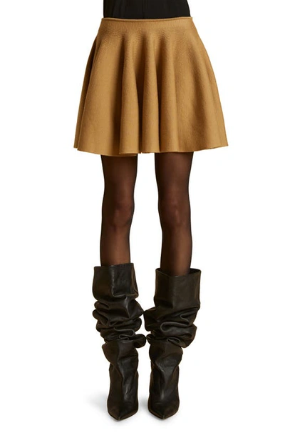 Khaite Ulli Wool-blend Mini Skirt In Nougat