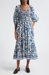 Cara Cara Jazzy Botanical-print Voile Midi Dress In Azure Alexandria