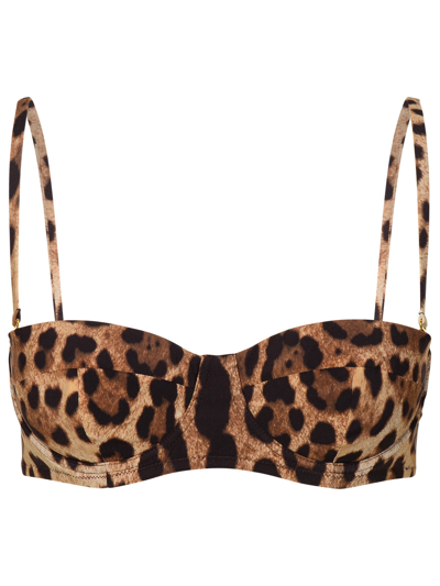 Dolce & Gabbana Leo Printed Balconette Bikini Top In Brown