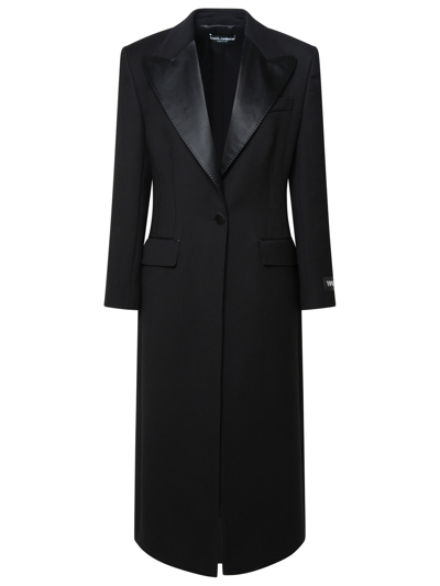 Dolce & Gabbana Black Virgin Wool Blend Coat