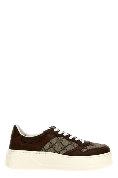 Gucci Gg Panelled Low-top Sneakers In Brown