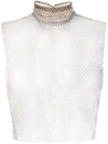 Genny Rhinestone Mesh Top In White