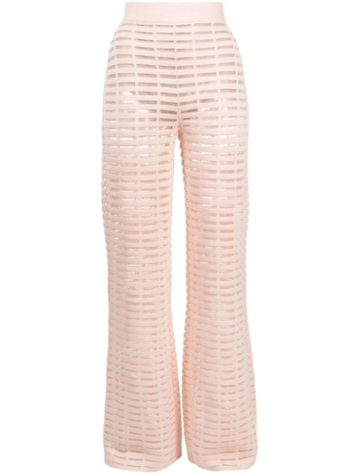 Genny Open-knit Flared Trousers In Pink