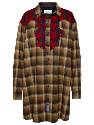 Maison Margiela Pendleton Brown Wool Shirt In Marrón