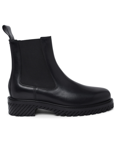 OFF-WHITE OFF-WHITE MAN OFF-WHITE BLACK LEATHER ANKLE BOOTS