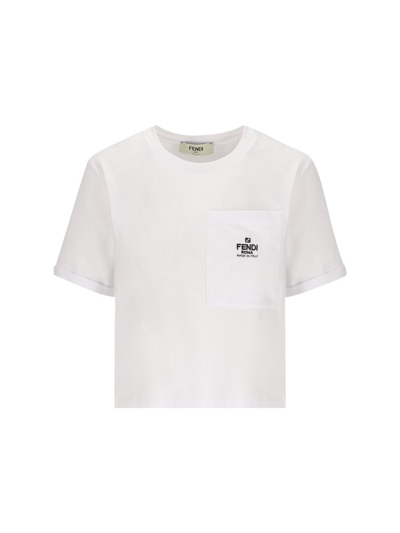 Fendi T Shirt Roma Cot In White