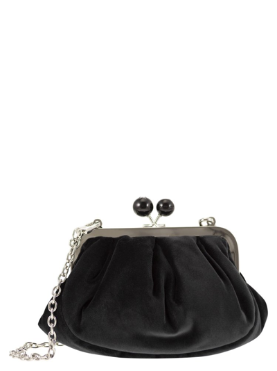 Weekend Max Mara Logo Detailed Chained Clutch Bag In Black