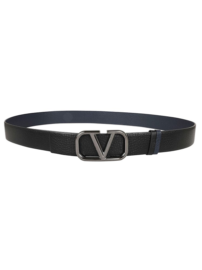 Valentino Garavani Valentino Vlogo Signature Reversible Belt In Nero Marine