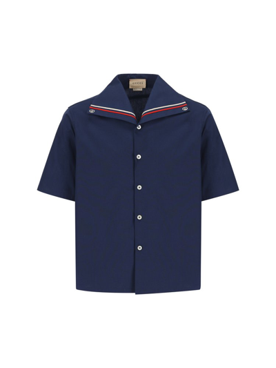 Gucci Kids Buttoned Short In Blue