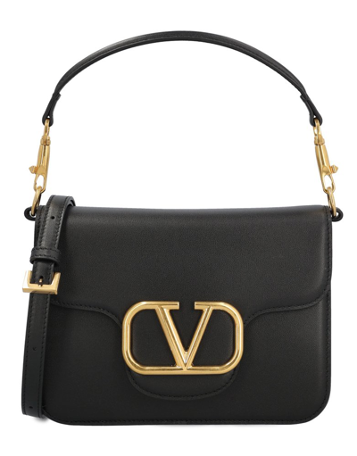 Valentino Garavani Locò Logo Plaque Top Handle Bag In Black