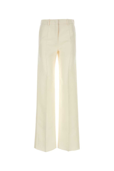 Valentino Crepe Couture High Waist Trousers In White