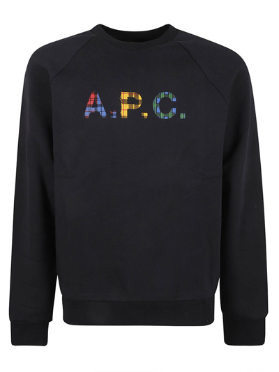 Apc A.p.c. Logo Printed Crewneck Sweatshirt In Navy
