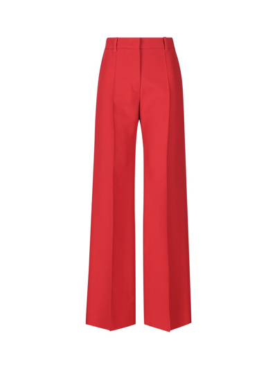 Valentino Low-rise Straight-leg Crepe Couture Trousers In Red