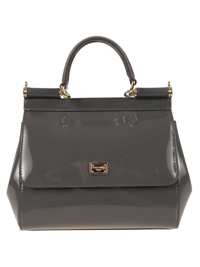 Dolce & Gabbana Polished Small Sicily Bag In Grey